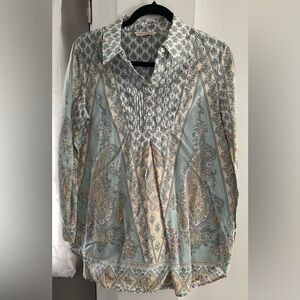 Soft Surroundings block print 100% cotton tunic Medium